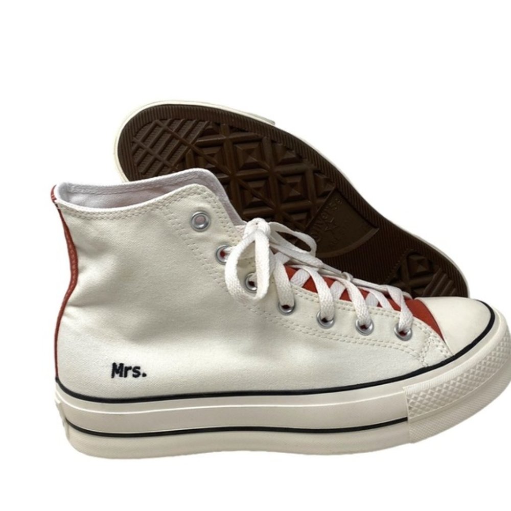Converse Ctas Lift Platform Women Hi Shoe Canvas White Brown Custom 171209C-WWWB - Picture 8 of 10